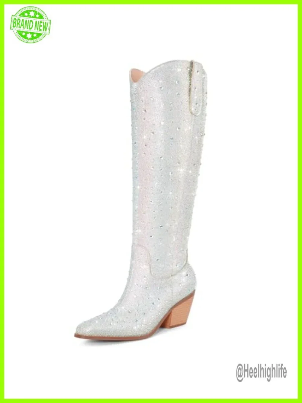 Cowgirl Ankle Boots Rhinestone Chunky Heel Side Zipper Western Booties